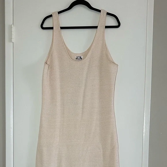 NWT Future Collective Sleeveless Knit Fringed Hem Dress Beige Women’s Size XXL - Picture 3 of 10